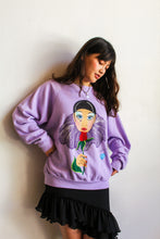 Load image into Gallery viewer, 1980s Hand Painted Lavender Pierrot Raglan Sweater