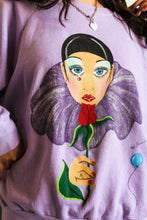 Load image into Gallery viewer, 1980s Hand Painted Lavender Pierrot Raglan Sweater