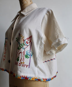 Mexican Cowboy Days of the Week Fringe Crop Top