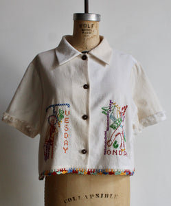 Mexican Cowboy Days of the Week Fringe Crop Top