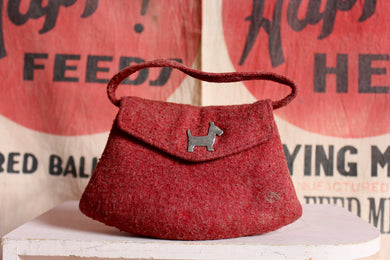 1940s Felted Wool Scottie Dog Purse