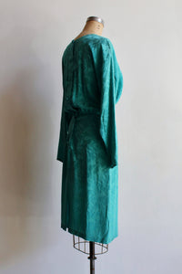 1980s Silk Turquoise Midi Dress