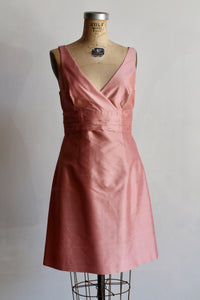 1990s Baby Pink Raw Silk Mini Dress