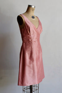 1990s Baby Pink Raw Silk Mini Dress