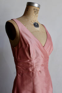 1990s Baby Pink Raw Silk Mini Dress