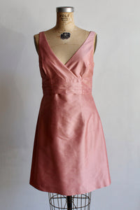 1990s Baby Pink Raw Silk Mini Dress