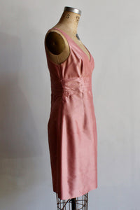 1990s Baby Pink Raw Silk Mini Dress