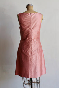 1990s Baby Pink Raw Silk Mini Dress