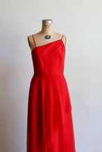 Load image into Gallery viewer, 1970s Red Asymmetrical Caplet Maxi Dress