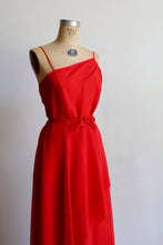 Load image into Gallery viewer, 1970s Red Asymmetrical Caplet Maxi Dress