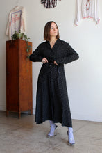 Load image into Gallery viewer, 1980s Black Calico Print Duster Dress
