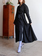 Load image into Gallery viewer, 1980s Black Calico Print Duster Dress
