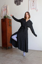 Load image into Gallery viewer, 1980s Black Calico Print Duster Dress