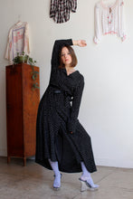 Load image into Gallery viewer, 1980s Black Calico Print Duster Dress
