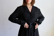 Load image into Gallery viewer, 1980s Black Calico Print Duster Dress