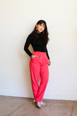 1980s Salmon Pink Pleated Trousers