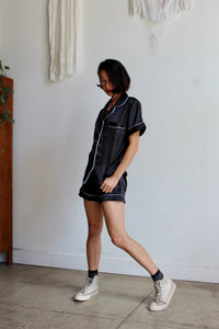 90s Black Satin Lounge Set