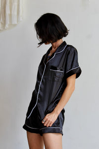 90s Black Satin Lounge Set