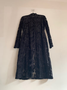 90s Black Lace Duster Jacket