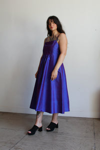 90s Purple Raw Silk Sharkskin Tent Dress
