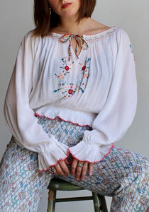1980s Hungarian Peasant Blouse