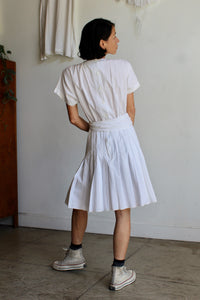 1980s White Cotton Floral Appliqué Dress
