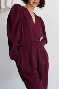 1970s Fitted Plum Jumpsuit