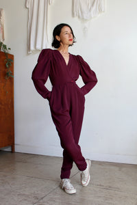 1970s Fitted Plum Jumpsuit
