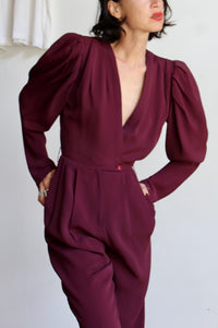 1970s Fitted Plum Jumpsuit