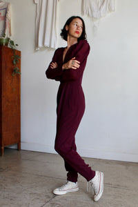 1970s Fitted Plum Jumpsuit