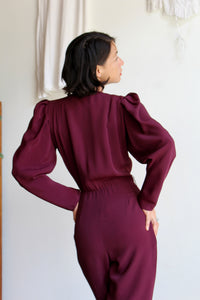 1970s Fitted Plum Jumpsuit