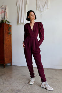 1970s Fitted Plum Jumpsuit