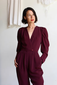 1970s Fitted Plum Jumpsuit