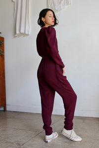 1970s Fitted Plum Jumpsuit