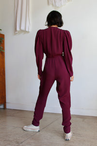 1970s Fitted Plum Jumpsuit