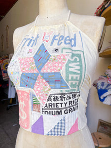 Thrift Feed Sacred Scrap Collage Halter Top