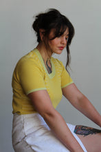 Load image into Gallery viewer, 90s Chartreuse Knit Short Sleeve Sweater