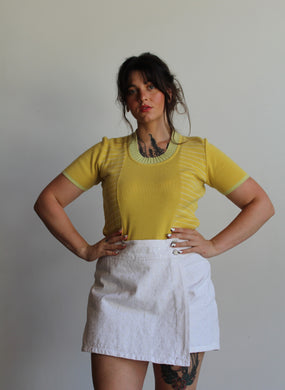 90s Bill Blass White Eyelet Mini Skort