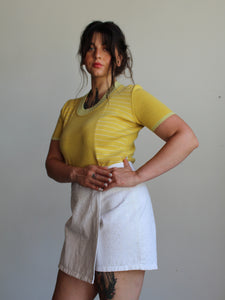 90s Chartreuse Knit Short Sleeve Sweater