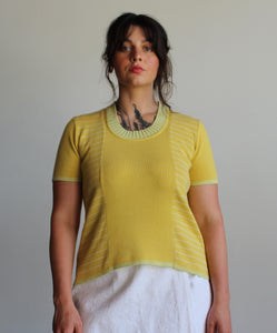 90s Chartreuse Knit Short Sleeve Sweater