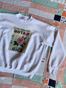 Botan Rice Vintage White Raglan Sweatshirt - M