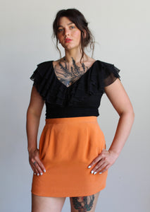 90s Orange Silk Mini Skirt