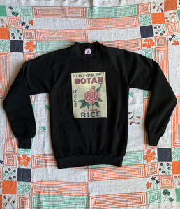 Botan Rice Vintage Black Raglan Sweatshirt - S
