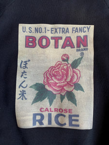 Botan Rice Vintage Black Raglan Sweatshirt - S