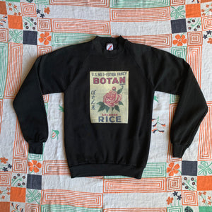 Botan Rice Vintage Black Raglan Sweatshirt - S