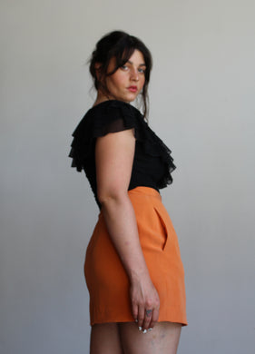 90s Orange Silk Mini Skirt