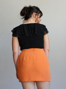 90s Orange Silk Mini Skirt