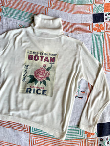 Botan Rice Vintage White Turtleneck Sweater - M/L