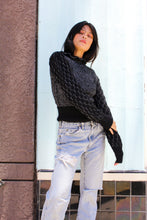 Load image into Gallery viewer, 1970s Black Lurex Hand Knit Mohair Sweater