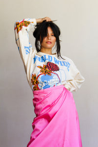 1960s Hot Pink Satin Double Wrap Skirt